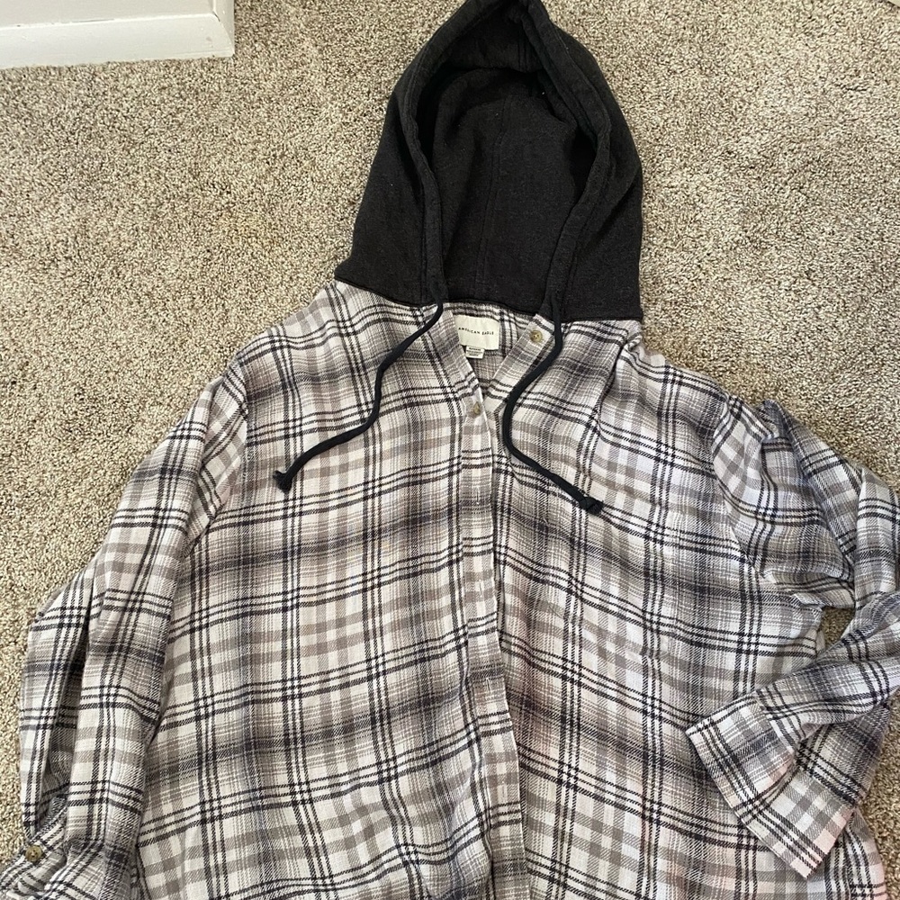 American Eagle hooded flannel